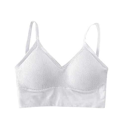 Meggsnle BH Rückenfrei Tiefer Ausschnitt Gepolsterte mit Spaghetti Bra Top Low Support Bra Shirt mit Integriertem BH Sport BH Bustier Comfort BH Sport BH Gepolstert Damen von Meggsnle