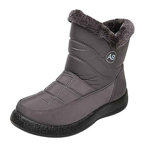 Meggsnle Damen Stiefeletten Leder: Plateau Barefoot Shoes Bequem Schlupfstiefel Outdoor Boots Rutschfest Stiefeletten Flach Trekkingschuhe Wasserdicht Schuhe Gefütterte Winterstiefel Schneestiefel von Meggsnle