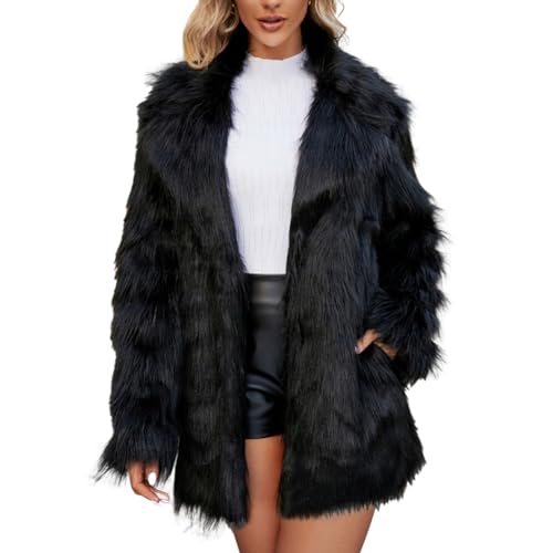 Meggsnle Lammfelljacke Damen Edel Tierfreundlicher Pelzmantel Modisch Kuschelmantel Chic Winterfelljacke Fake-Fur Gemütlich Fellimitatmantel Gemütliche Jacke Feminin Felljacke Warmhaltende Jacke von Meggsnle