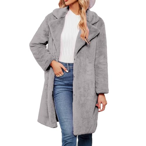 Meggsnle Lammfelljacke Damen Leicht Nerzmantel Exklusiv Faux-Fur Elegant Warmhaltende Jacke Winterfelljacke Weich Felljacke Plüschjacke Extravagant Tierfreundlicher Mantel Fake-Fur von Meggsnle