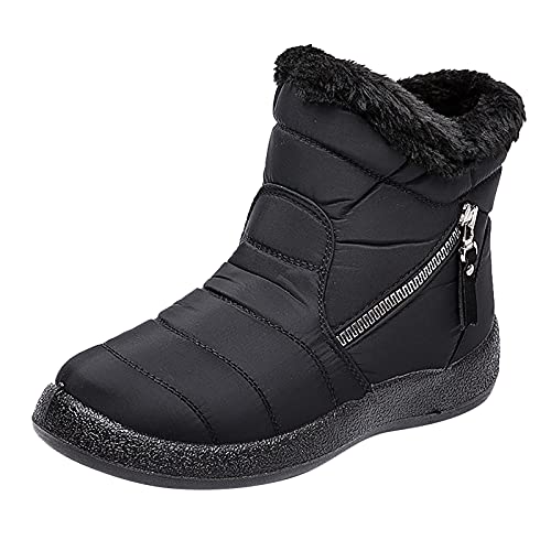 Meggsnle Schuhe Damen Boots: Kurzschaft Barefoot Shoes Leicht Stiefel Outdoor Barfußschuhe Waterproof Schuhe Winter Trekkingschuhe Flach Damenstiefeln Plateau Schlupfstiefel Boots von Meggsnle