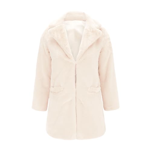 Meggsnle Teddyfell Jacke Damen Exklusiv Pelzimitatjacke Extravagant Nerzjacke Elegant Veganer Pelzmantel Faux-Fur Feminin Nerzmantel Plüschmantel Chic Felljacke Kunstfelljacke von Meggsnle