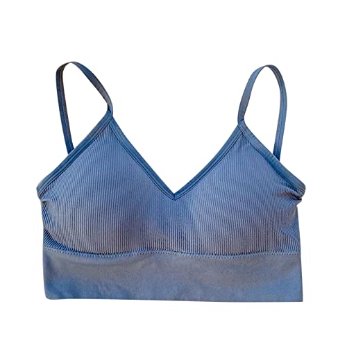 Meggsnle Top mit BH Damen Gepolsterte mit Spaghetti Bra Top Low Support Bra Büstenhebe Offen Sexy Push Up Fitness Yoga Bustier Rückenfrei BH mit Abnehmbaren Cups BH Rückenfrei Tiefer Ausschnitt von Meggsnle