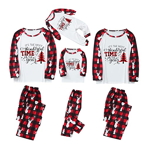 Meggsnle Weihnachts Pyjama Schön Nightwear Kinderfreundliche Prints Nachtzeug Langärmelige Pullis Weihnachts Pyjamahose Mit Kordelzug Herbstkleidung Familie Set Overall von Meggsnle