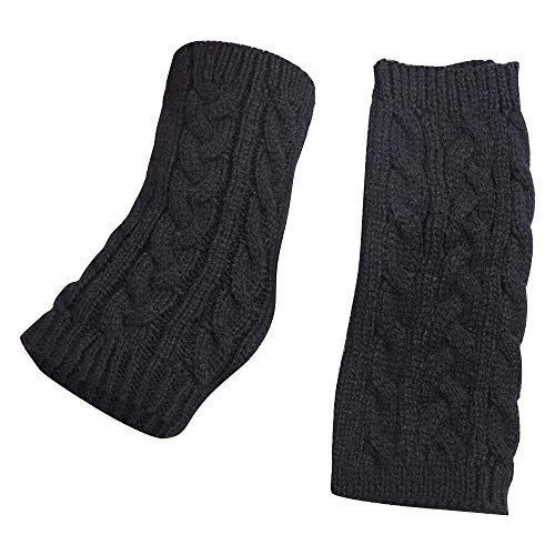 Meggsnle Winterschuhe Damen Wollhandschuhe Fashion Armstulpen Fäustlinge mit Daumenloch Über Kompressionshandschuhe Weich Freiliegende Fingerspitzen-Handschuhe Thermo Halbfinger-Handschuhe von Meggsnle