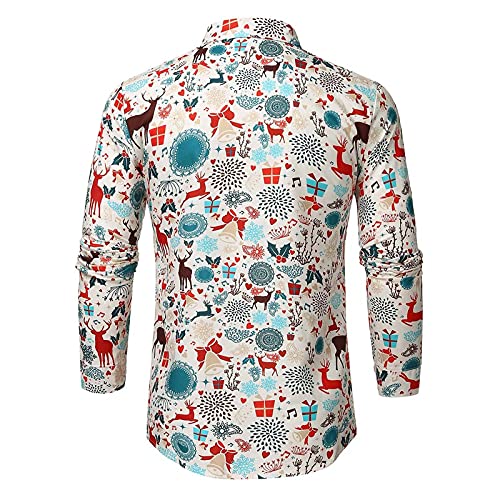 Modische Herren Hemden Freizeithemd Longsleeve Weihnachtshemd Stehkragen Langarmhemd Revers Langarmhemd Regular Fit Top Weihnachtsdruck Weihnachtshemden mit Knöpfe Weihnachtspullover von Meggsnle