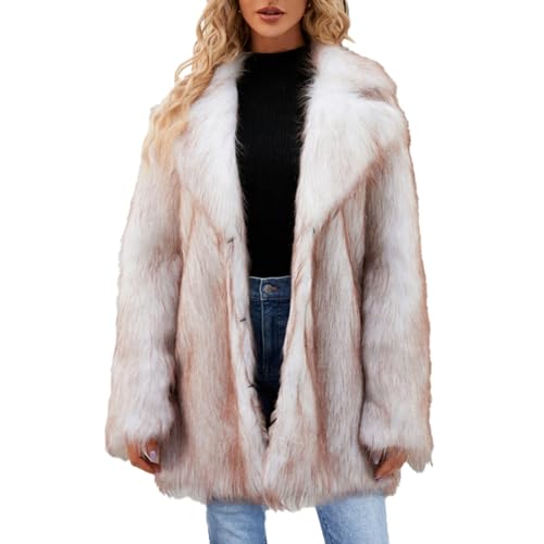 Teddy Jacken Und Damen - Jacken Warm Gefüttert Kuschelmantel Weich Tierfreundlicher Pelzmantel Komfortabel Kunstfelljacke Nerzjacke Chic Kuscheljacke Winterfelljacke Leicht Fake-Fur Nerzmantel von Meggsnle