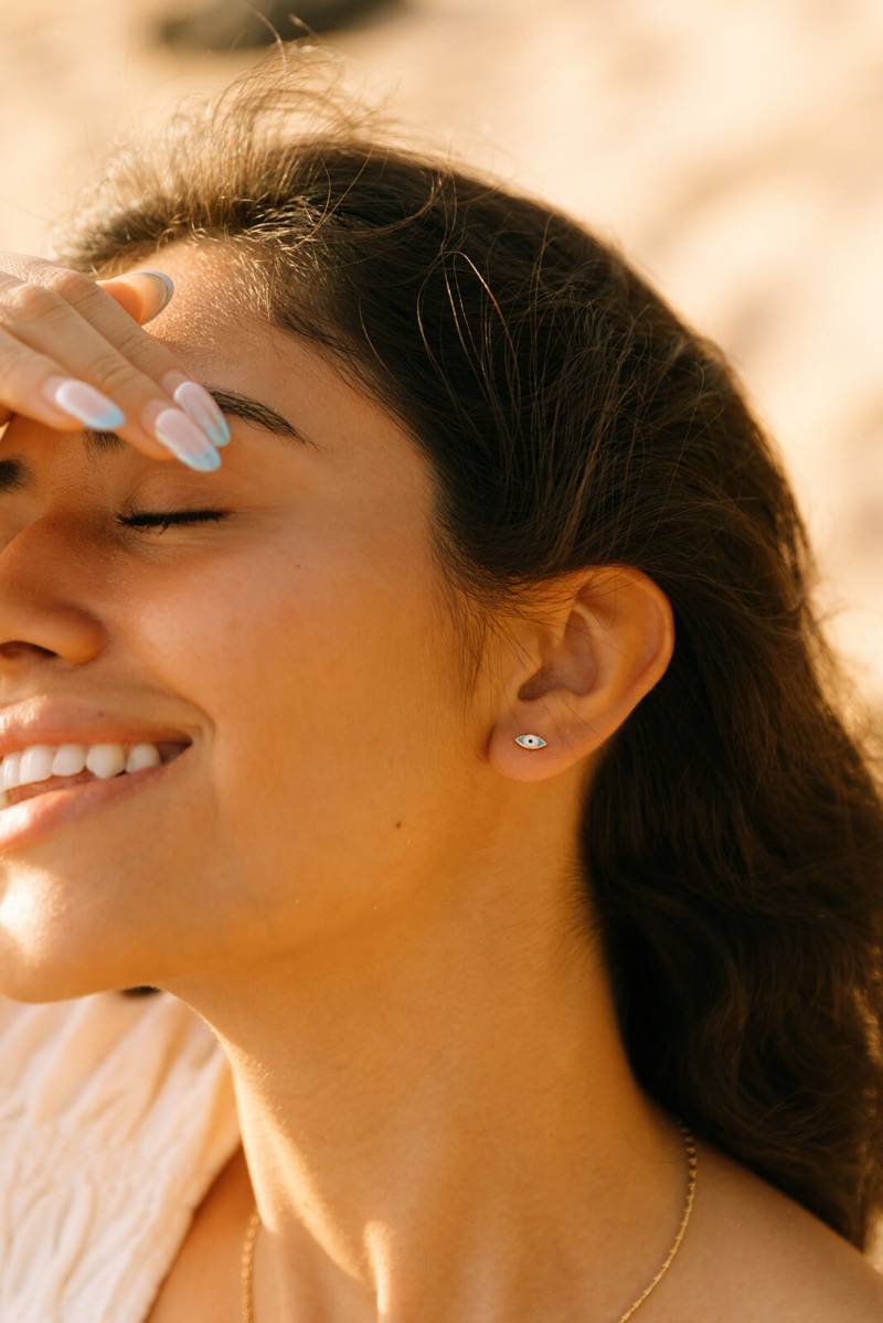 Blaue Evil Eye Ohrringe von MeghanBoDesigns