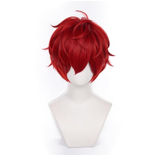 Anime games Ensemble Stars Amagi Hiiro Character wig Red and black hair Men's replacement short hair Halloween,Christmas,Comic Con cross dressing Attached wig cap von Meguru