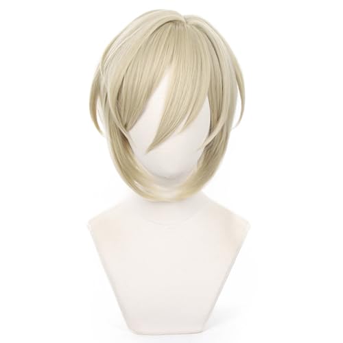 Anime games Ensemble Stars Tenshouin Eichi Character wig Light golden/blond hair Men short hair Halloween,Christmas,Comic Con cross dressing used Attached wig cap von Meguru