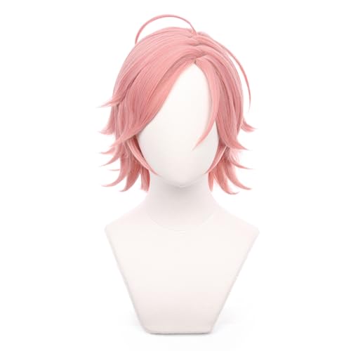 Anime games Ensemble Stars Oukawa Kohaku Character wig Pink short hair for men/women/cosplay Halloween,Christmas,Comic Con cross dressing used Attached wig cap von Meguru