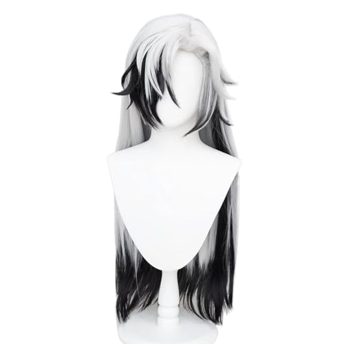 Boothill Cosplay Perücken Cos Anime Spiel Honkai Star Rail Boothill Silber Weiß Schwarz Lange Gerade Haar Perücken für Erwachsene Frauen Männer Halloween Weihnachtsfeier von Meguru