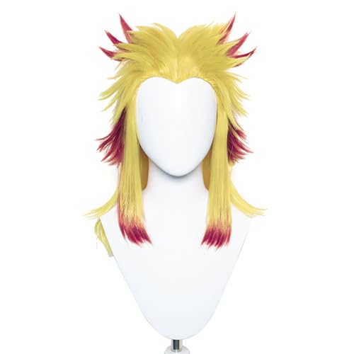 COS Anime Demon Slayer Ghost Killing Team Rengoku Kyoujurou Charakter Perücke Gold Rot Mittellanges Haar Perücke für Frauen Halloween,Weißes nachten,Bühnenstück Cosplay Angebrachtes Haarnetz COS Anime Demon Slayer Ghost Killing Team Rengoku Kyoujurou Charakter Perücke Gold Rot Mittellanges Haar Perücke für Frauen Halloween,Weißes nachten,Bühnenstück Cosplay Angebrachtes Haarnetz von Meguru