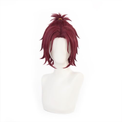 COS Ensemble Stars Character Isara Mao Wig Red hair Men's Pony tied short hair wigs Halloween,Christmas,Comic Con cross dressing used Attached wig cap von Meguru