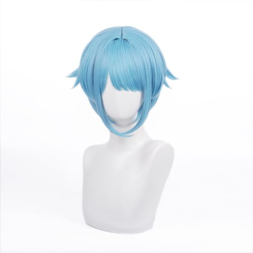 COS Ensemble Stars Character Shino Hajime Wig Sky blue hair Short wigs for women,men, cosplay Halloween,Christmas,Comic Con cross dressing used Attached wig cap von Meguru