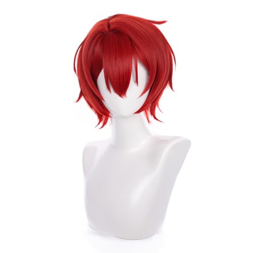 COS Ensemble Stars Character Suou Tsukasa Wig Wine red hair Men's short wigs Halloween,Christmas,Comic Con cross dressing used Attached wig cap von Meguru