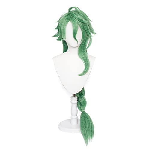 COS Genshin Impact Baizhu Charakter Perücke Grüne Haare Langes Wellenhaar für Frauen Cosplay Einzelner Pferdeschwanz COS Perücken Halloween,Comic Con Crossdressing verwendet Angebrachte Perückenkappe COS Genshin Impact Baizhu Charakter Perücke Grüne Haare Langes Wellenhaar für Frauen Cosplay Einzelner Pferdeschwanz COS Perücken Halloween,Comic Con Crossdressing verwendet Angebrachte Perückenkappe von Meguru