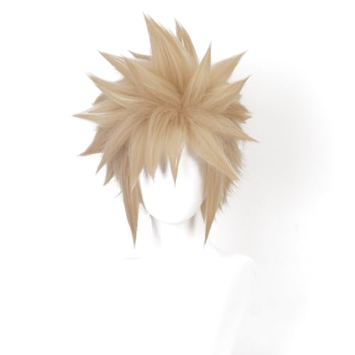Cloud Strife Final Fantasy Perücke -Blonde Kurze Haare für Frauen Halloween Cosplay Events Kostüm Comic Con Ersatz Perücken Cloud Strife Final Fantasy Perücke -Blonde Kurze Haare für Frauen Halloween Cosplay Events Kostüm Comic Con Ersatz Perücken von Meguru