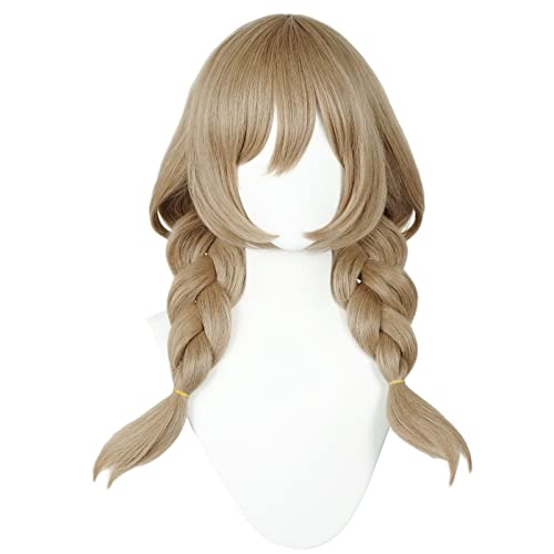 Genshin Impact Hexe MondstadtLisa Minci COS Perücke Braune Haare Doppel Pferdeschwanz Damen Cosplay Perücke Halloween,Weißes nachten,Comic Con,Crossdressing gebraucht Angebrachte Perückenkappe von Meguru