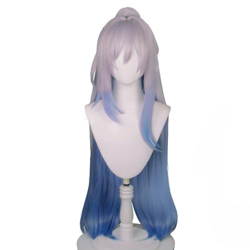 Honkai Star Rail Jing Liu Cosplay Perücke Silber Weiß Verlaufsblau Lange Haare für Erwachsene Frauen Cos Jing Liu Weibliche Perücke Halloween Weihnachten (Jing Liu) von Meguru