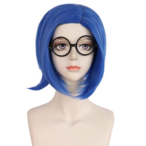 Inside Out Traurigkeit Cosplay Perücke Blau Kurze Haare für Erwachsene Frauen Männer Cos Traurigkeit Party Halloween Weihnachts Comic Inside Out Traurigkeit Cosplay Perücke Blau Kurze Haare für Erwachsene Frauen Männer Cos Traurigkeit Party Halloween Weihnachts Comic von Meguru