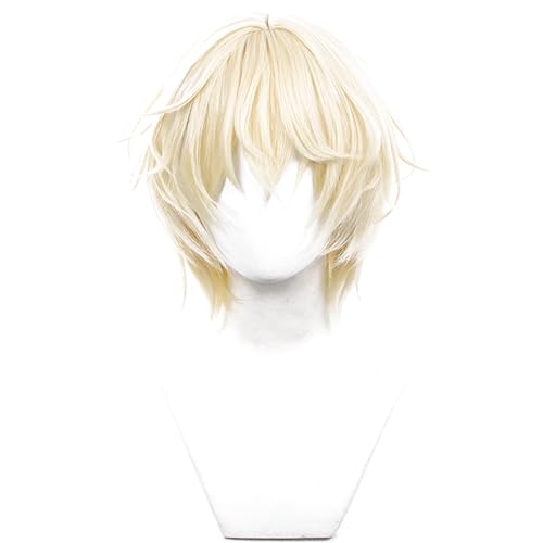 Luka Small Ponytail Alien Stage:Prologue Wig -Blonde Short Hairs for Men Halloween Cosplay Events Costume Comic Con Replacement Wigs von Meguru