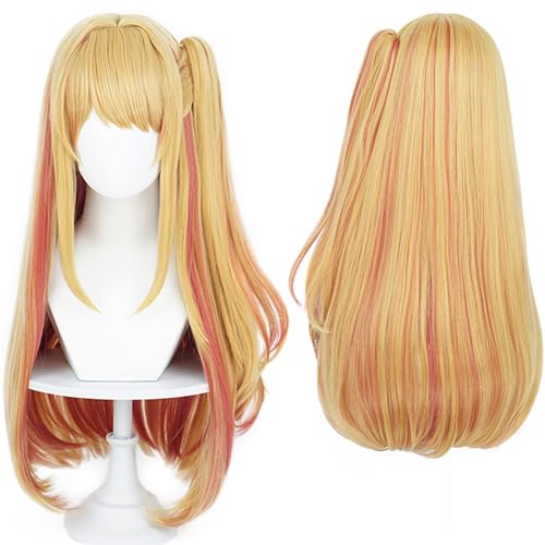 Oshi no Ko Hoshino Rubii Gelb Mix Rot Cosplay Perücke für Frauen Männer Lange Haare Cos Anime Erwachsene Cos Party Perücke Halloween, Weihnachten, Comic von Meguru