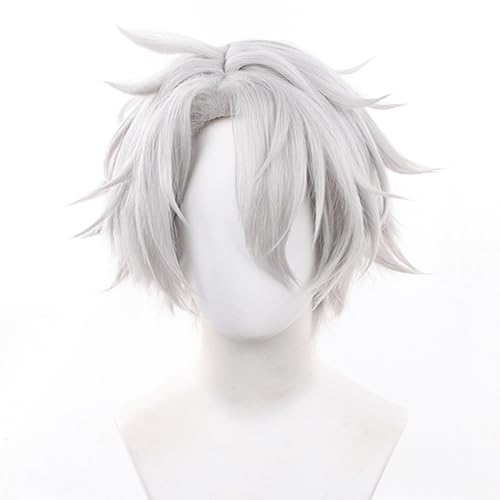 Phainon Honkai: Star Rail Wig - Grey White Short Hairs Perfect for Men Halloween Cosplay Events Costume Comic Con Replacement Wigs von Meguru