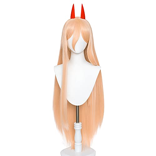 Power Orange Lange Gerade Cosplay Perücke Anime Kettensäge Mann Hörner Hitzebeständige Faser Synthetische Frauen Kostüm Haar mit Kappe Perücke für Party Halloween Power Orange Lange Gerade Cosplay Perücke Anime Kettensäge Mann Hörner Hitzebeständige Faser Synthetische Frauen Kostüm Haar mit Kappe Perücke für Party Halloween von Meguru