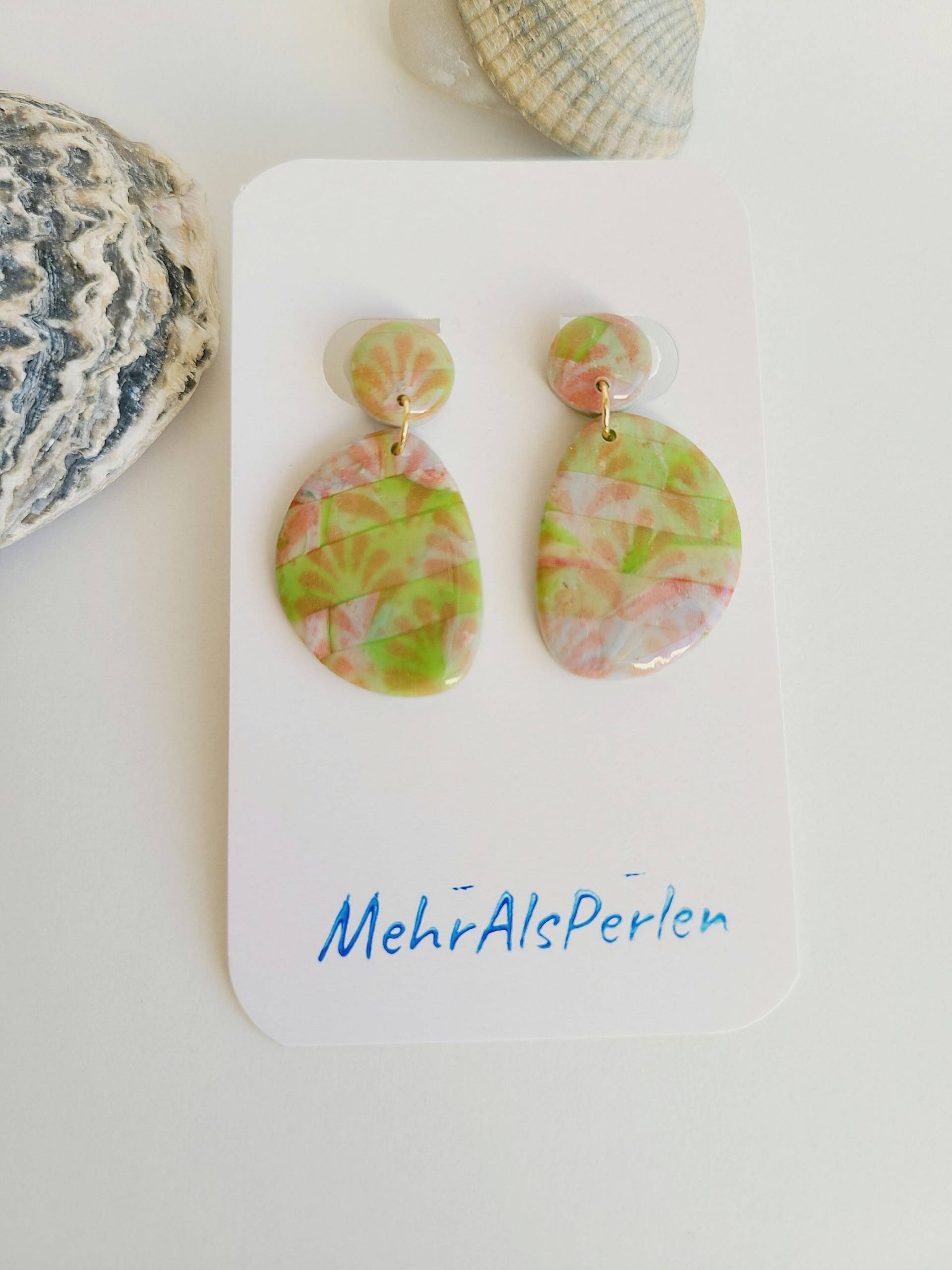 Grüne Ohrringe I Polymer Ton Sommer Grün Rot Ohrhänger Handgefertigter Schmuck Geschenke Für Sie Bunte von MehrAlsPerlen