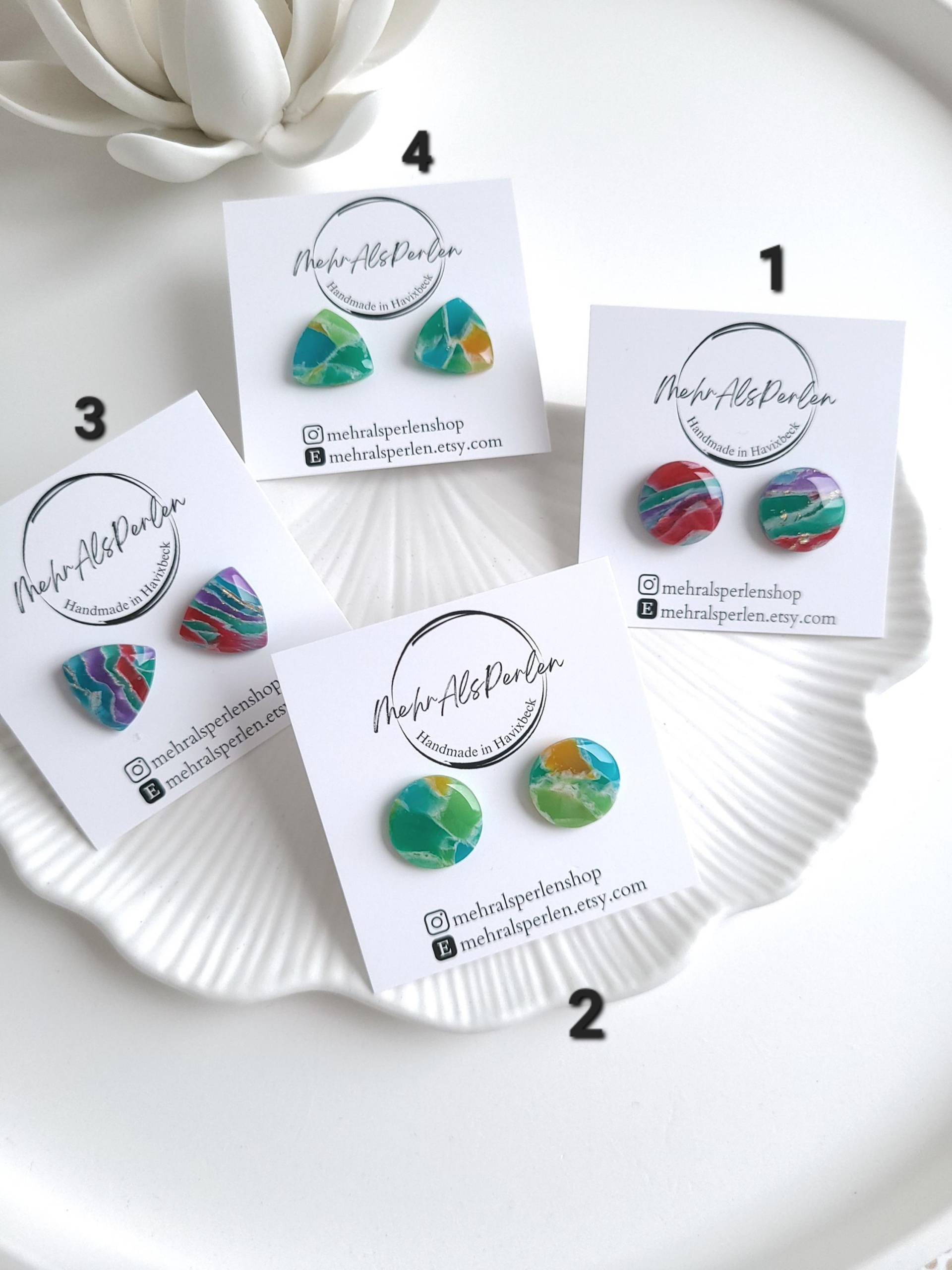 Saphirblau Grün Ohrstecker , Rot Blau Lila Ohrstecker, Runde Regenbogen Handgefertigter Schmuck, Geschenk Für Sie Saphirblau Grün Ohrstecker , Rot Blau Lila Ohrstecker, Runde Regenbogen Handgefertigter Schmuck, Geschenk Für Sie von MehrAlsPerlen