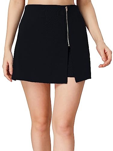 Mehrang Damen & Mädchen Solid Mid Waist Flared Skater Kurzer Minirock mit Shorts, Schwarz, 32 von Mehrang