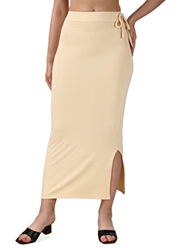 Mehrang Mikrofaser Saree Shapewear Petticoat für Damen, Baumwollmischgewebe Form Kleid für Saree, Beige, S von Mehrang