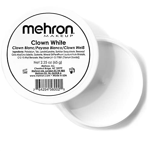 Mehron Clown White | Professionelles Creme-Make-up für Gesichtsbemalung | Weißes Gesichtsmake-up | Halloween-Clown-Make-up (65 g) von Mehron