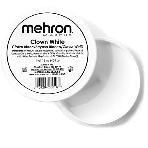 Mehron Clown White | Professionelles Creme-Make-up für Gesichtsbemalung | Weißes Gesichtsmake-up | Halloween-Clown-Make-up (454 g) von Mehron