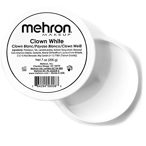 Mehron Clown White | Professionelles Creme-Make-up für Gesichtsbemalung | Weißes Gesichtsmake-up | Halloween-Clown-Make-up (200 g) von Mehron