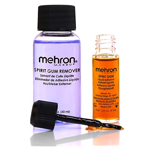 Mehron Make-up Spirit Gum & Remover Kombi-Set | Spirit Gum Klebstoff und Lösungsmittel | Professioneller kosmetischer Kleber für Gesicht, Haut und Körper von Mehron