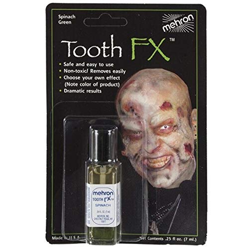 Mehron Make-up Tooth FX Spinach | Temporäre grüne Zahnlackierung | Ideal für verfaulte oder bizarre Zahn-Effekte | SFX für Halloween, Cosplay und Theater (4 ml) von Mehron