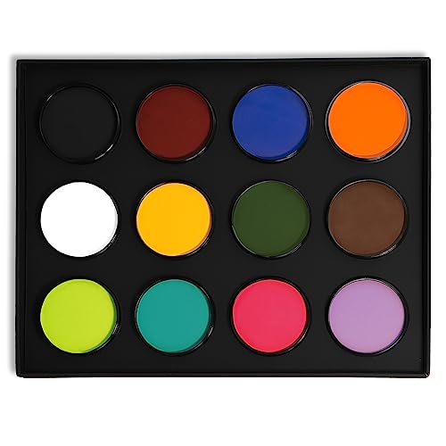 Mehron Paradise Make-up AQ 12 Color Pro Palette | Nachfüllbare Körper- und Gesichtsfarbenpalette | Professionelles Gesichts- und Körperfarben-Make-up-Set | Wasseraktiviertes Make-up von Mehron