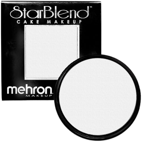 Mehron StarBlend Cake Make-up | Nass- oder Trockenanwendung | Gepresstes Puder für Gesicht | Puderfoundation | Körper- und Gesichtsfarbe (56 g) (White) von Mehron