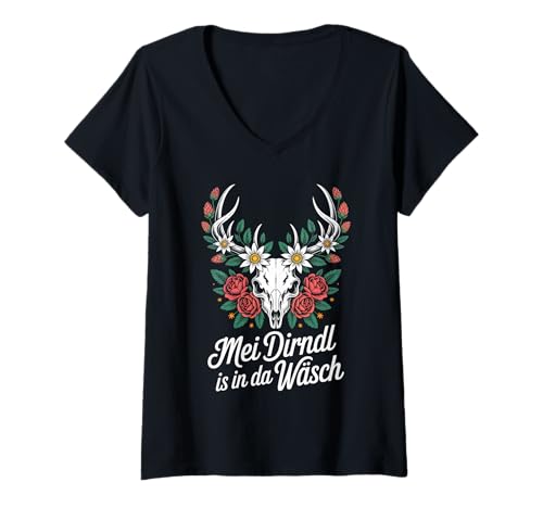 Damen MEI Dirndl is in da Wäsch - Lustiges Volksfest T-Shirt mit V-Ausschnitt Damen MEI Dirndl is in da Wäsch - Lustiges Volksfest T-Shirt mit V-Ausschnitt von Mei Dirndl is in da Wäsch Volksfest Designs
