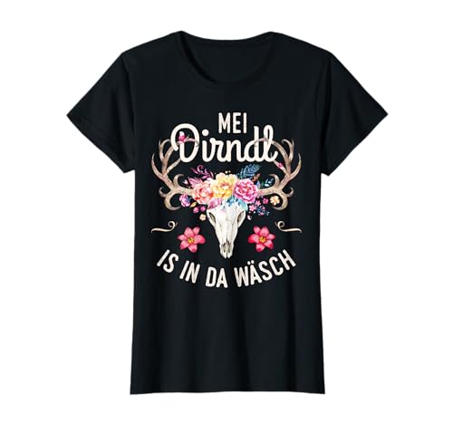 Passend für Oktoberfest T-Shirt Damen Dirndl, Kurzarm, Trachten T-Shirt, Schwarz, S von Mei Dirndl is in da Wäsch T-Shirts & Trachtenshirt