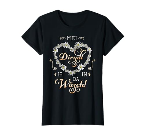 Mei Dirndl is in da Wäsch Edelweiß Herz Damen Ersatz Tracht T-Shirt von Mei Dirndl mit Edelweiß Herz