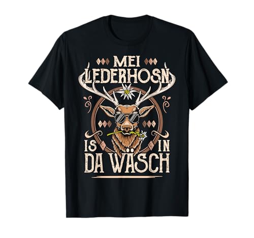 Passend für Oktoberfest Herren Outfit Trachtenshirt Trachten T-Shirt von Mei Lederhosn is in da Wäsch T-Shirts Herren Kind