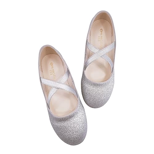 Mei MACLEOD Mädchen Mary Jane Schuhe Ballerina Schuhe Prinzessin Kleid Schuhe für Party Hochzeit, silber, 10 Little Kid von Mei MACLEOD