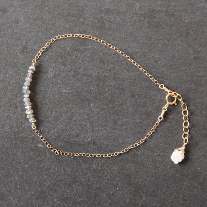 Labradorit Armband Gold Bar von MeiElizabeth
