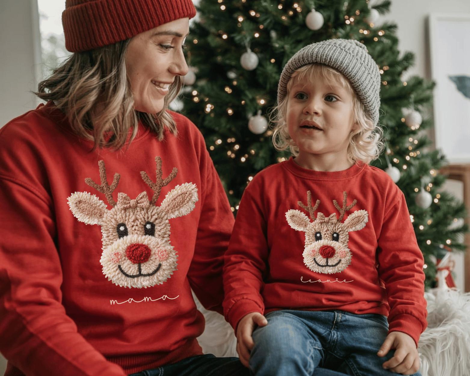 Mama Mini Partnerlook Sweatshirts Personalisiert Weihnachtspullover Kinder Mädchen Weihnachten Matching Outfit Pullover Name von MeiFamilyDE