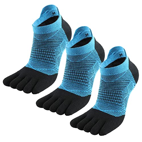 MeiKan Zehensocken,COOLMAX Fünf-Finger-Laufsocken Herren und Damen （3Pairs） Schnelltrocknende Outdoor-Marathon-Sportsocken (35-38, Blau) von MeiKan