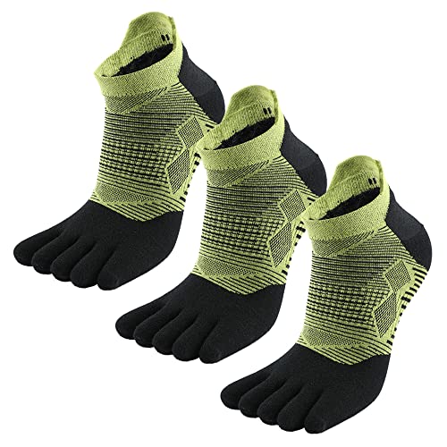 MeiKan Zehensocken,COOLMAX Fünf-Finger-Laufsocken Herren und Damen （3Pairs） Schnelltrocknende Outdoor-Marathon-Sportsocken (35-38, Grün) von MeiKan