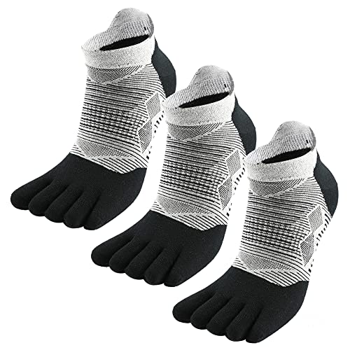 MeiKan Zehensocken,COOLMAX Fünf-Finger-Laufsocken Herren und Damen （3Pairs） Schnelltrocknende Outdoor-Marathon-Sportsocken (35-38, Weiß) von MeiKan